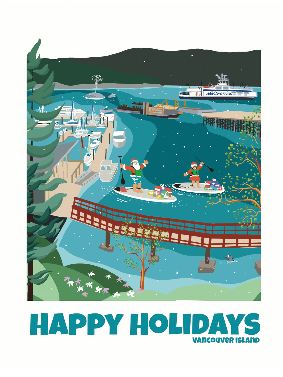 Happy Island Holidays 5x7 card and envelope