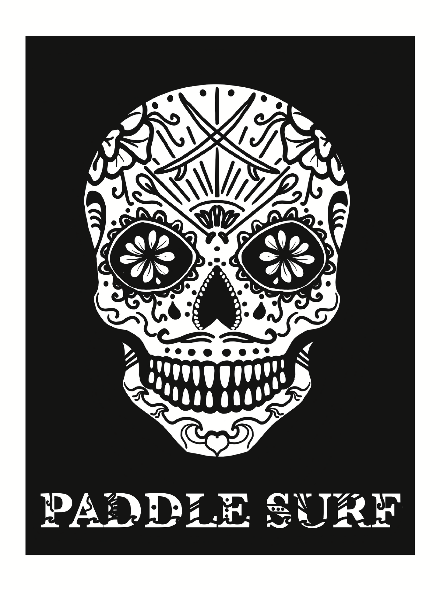Paddle Surf Skull Sticker