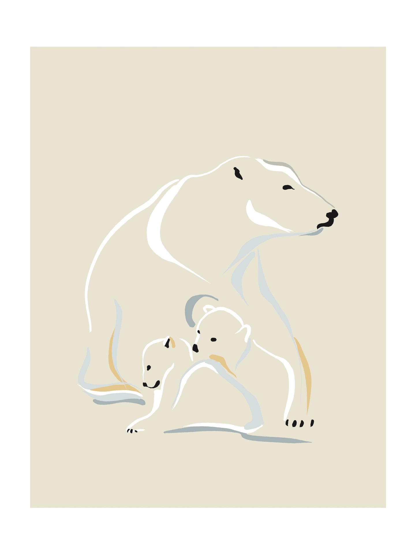 Polar Bear and Cubs 5.5x4.25 Card and Envelopes