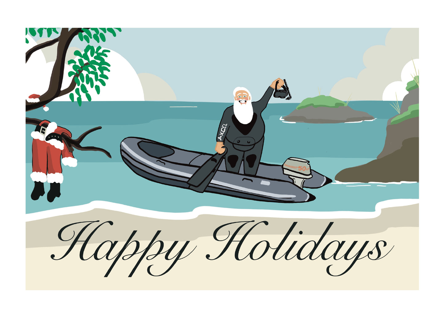 Neo Boat Santa Card