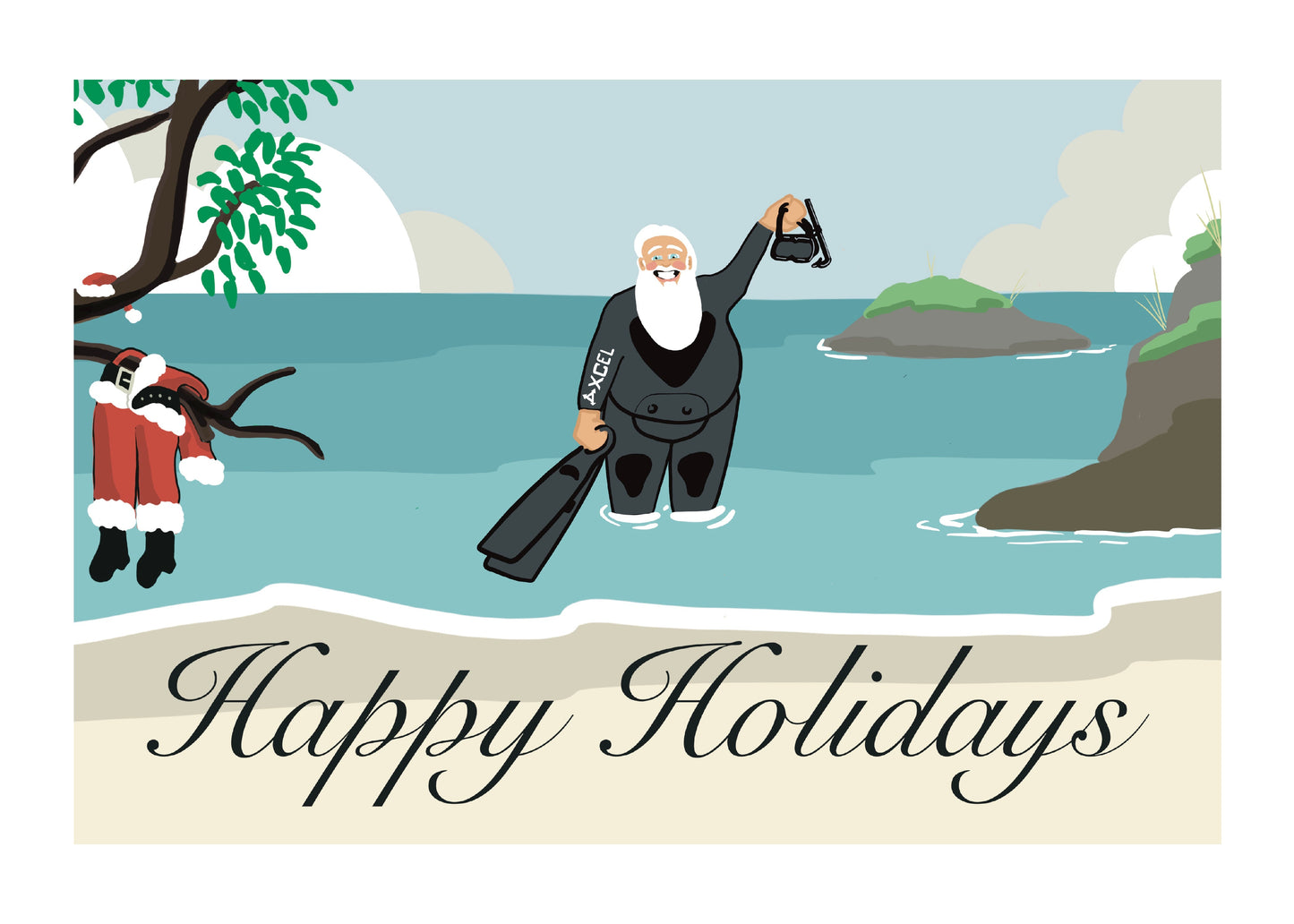 Neoprene Dive Santa Card