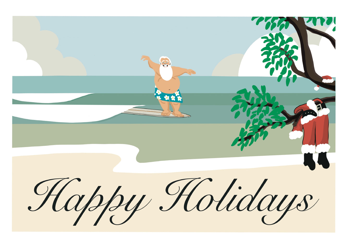 Surf Shorts Santa Card