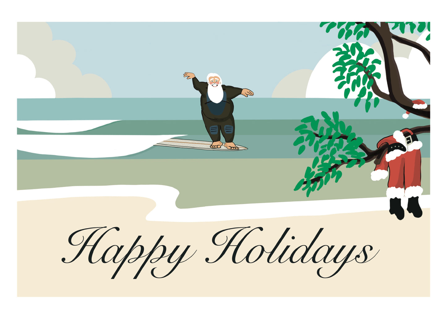 Neoprene Santa Surf Card