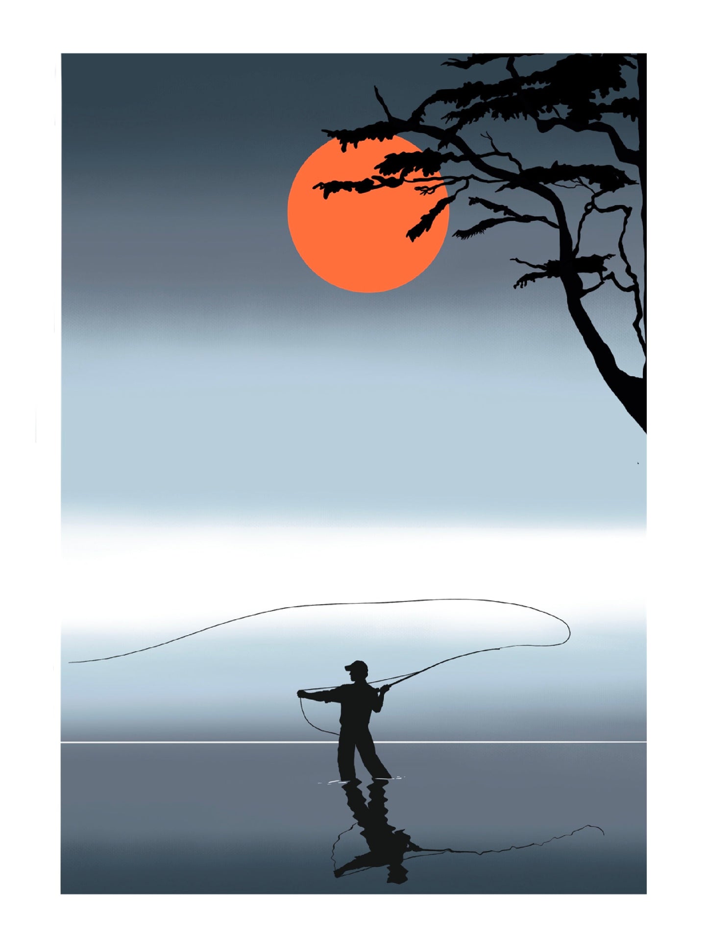Flyfishing Under a Red Sun Card