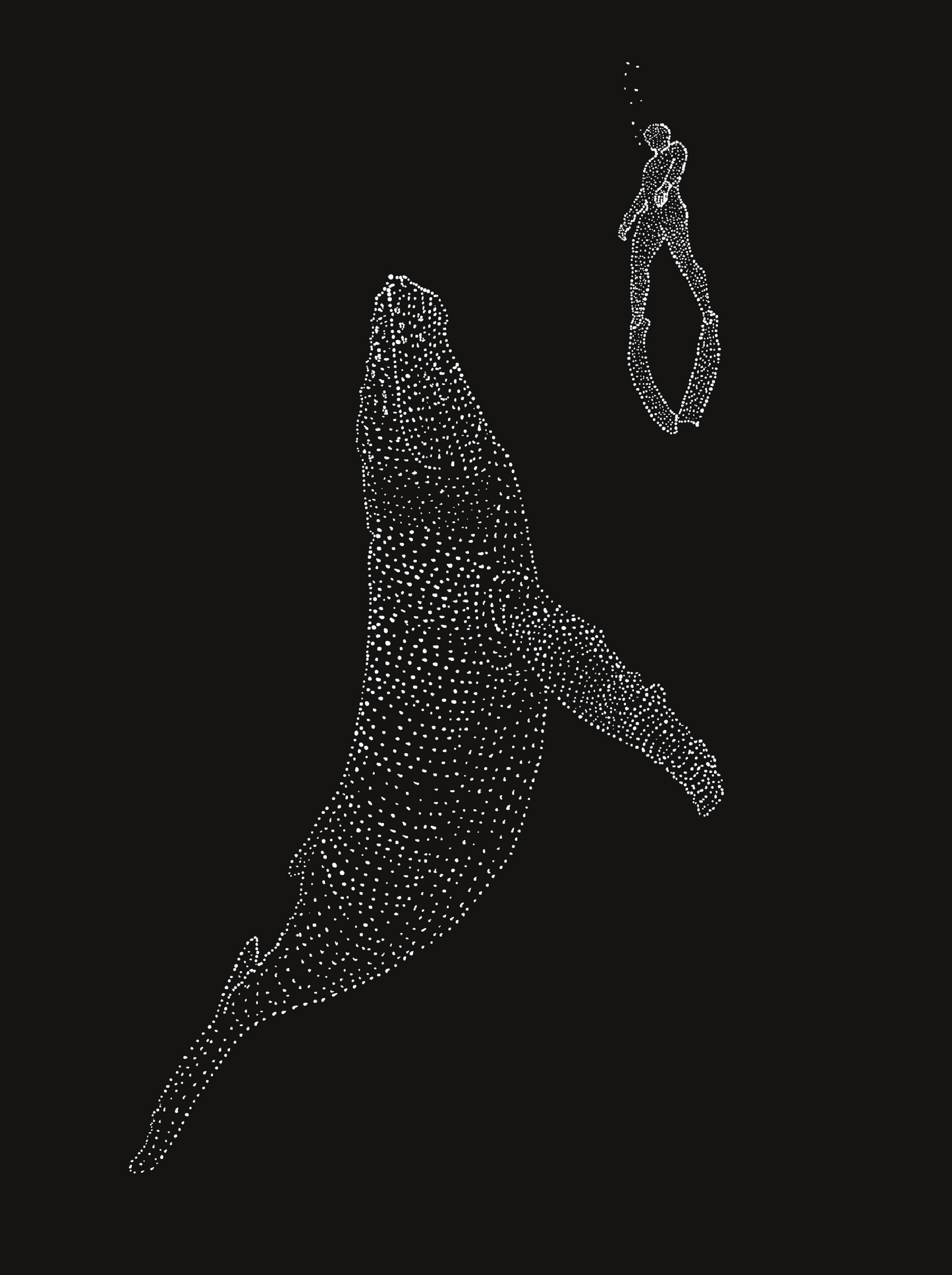 Whale and Diver 11x14 Print