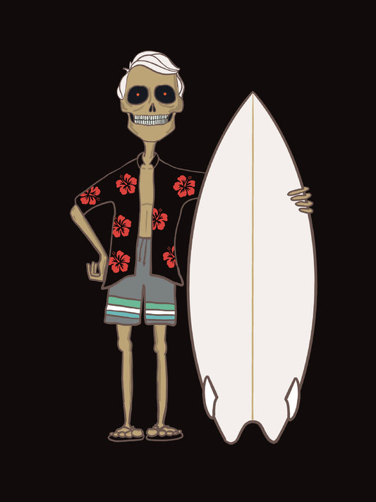 Skeleton surfer sticker 3”x4.5”