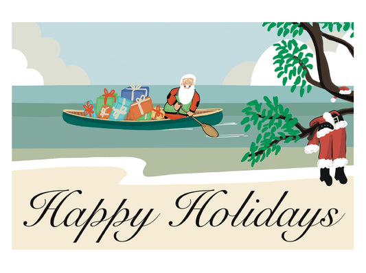 Canoeing Santa Card