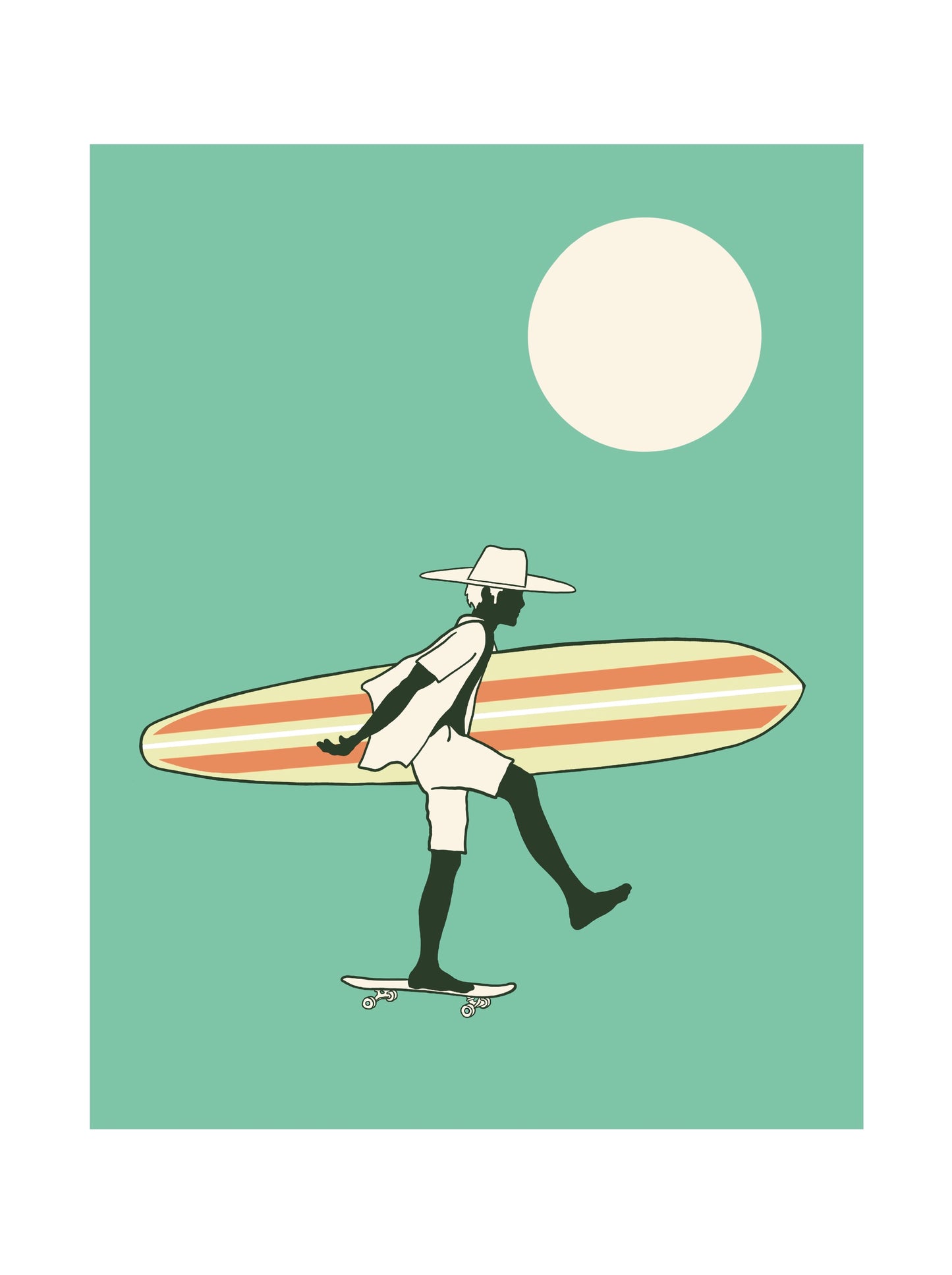 Skate and Surf Teal Back Ground 11x14 Print