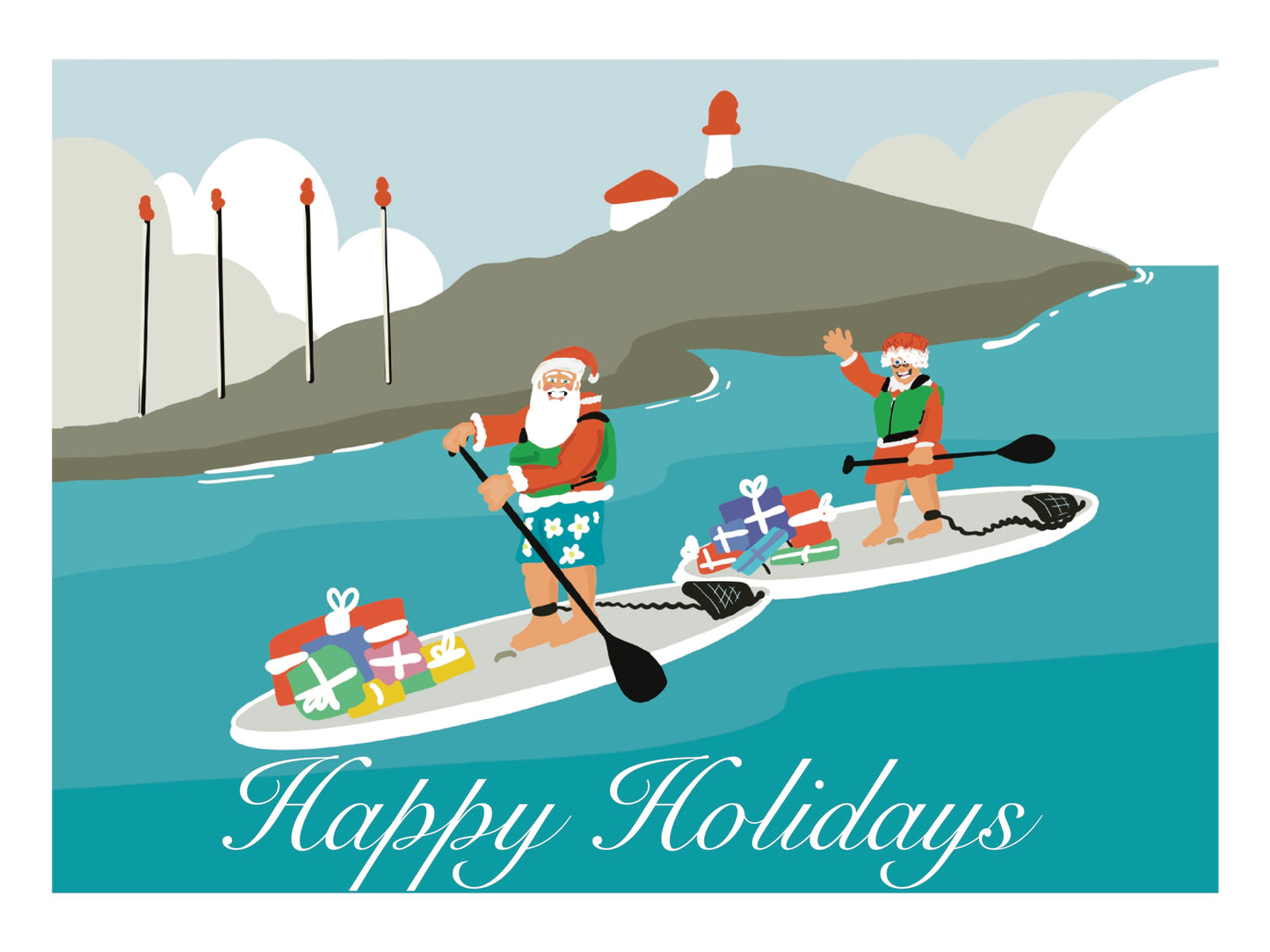 Just arrived! “NEW” Paddle Boarding Santa and Mrs Claus