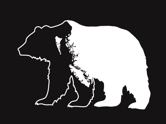 Bear and BC coastline sticker 4”x 3”