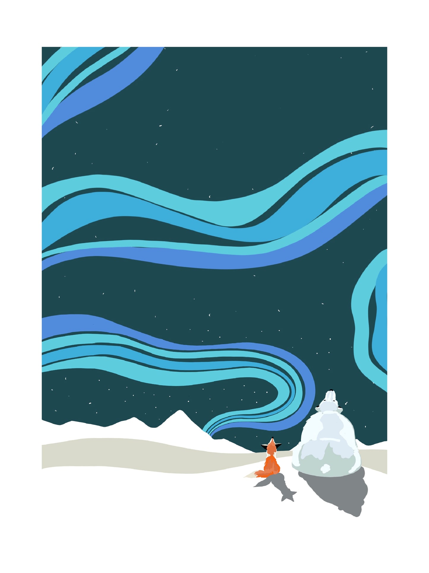 Fox and the Bear Northern Lights