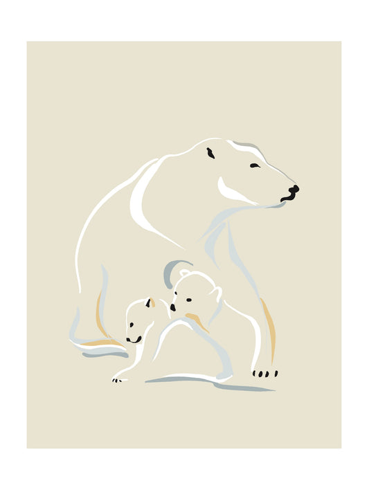 Polar Bear and Cubs 5.5x4.25 Card and Envelopes