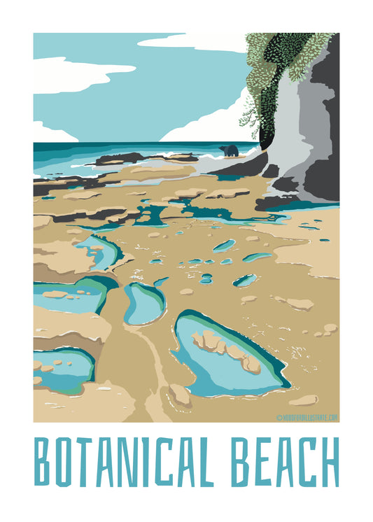 Botanical Beach 11x14 print of an original hand drawn illustration.