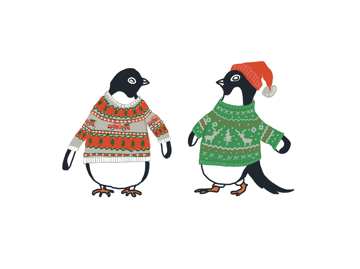 Penguins in sweaters 5x7 Card and Envelope