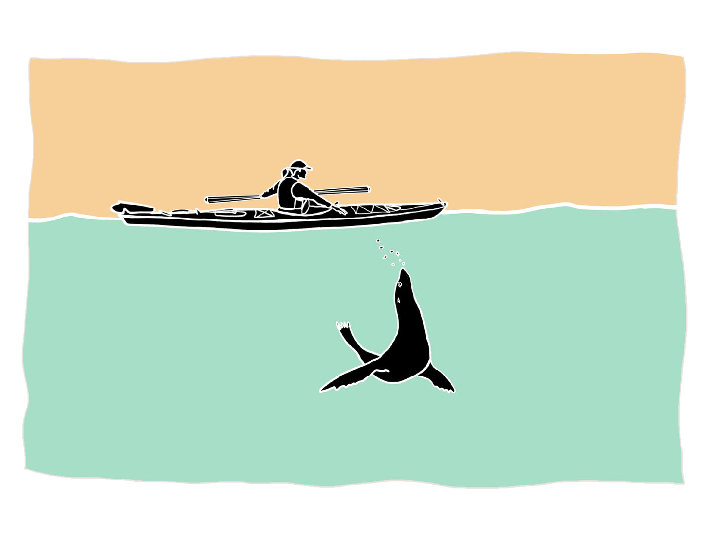 Kayaker and Sealion Card