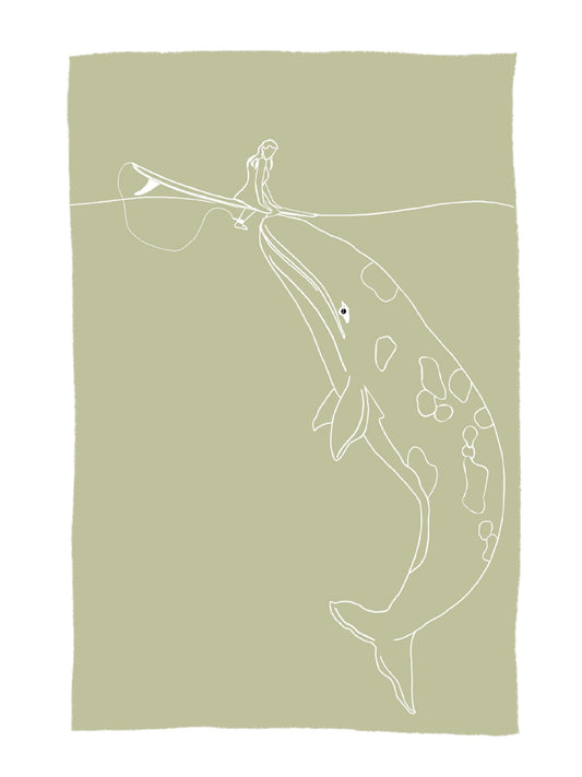 Surfer and Whale 8x10 Print